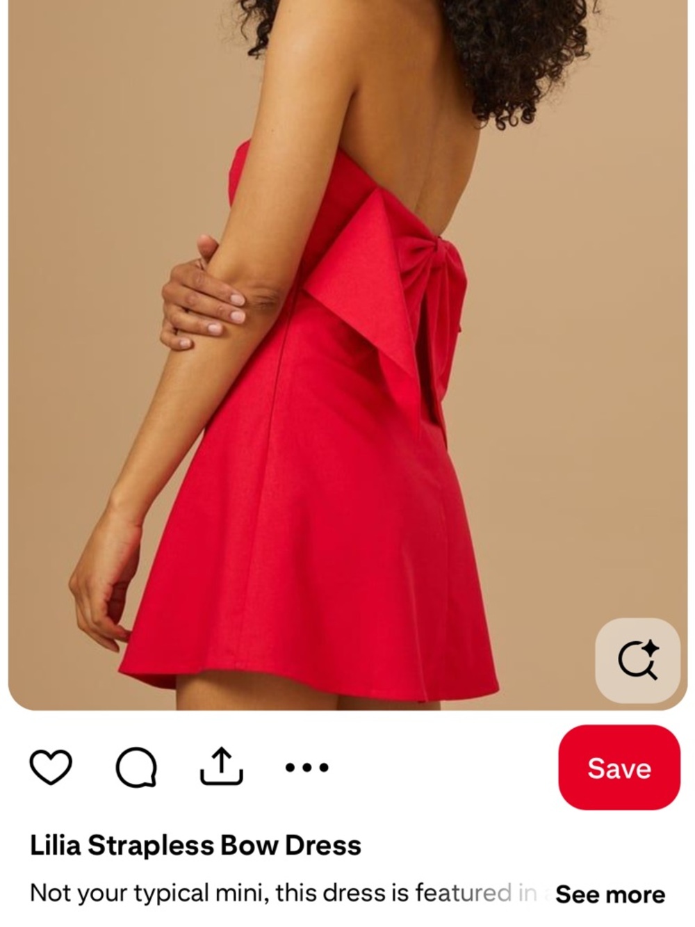 Altar'd State Lilia Strapless Mini Dress with Bow Detail in Red Linen Size M
